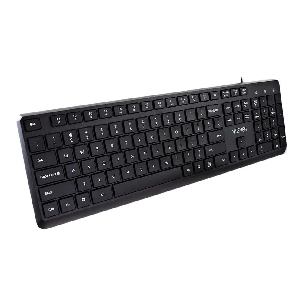 V7 KU350US‎ USB Wired Keyboard Full Size Low Profile Quiet Keys Black US Layout